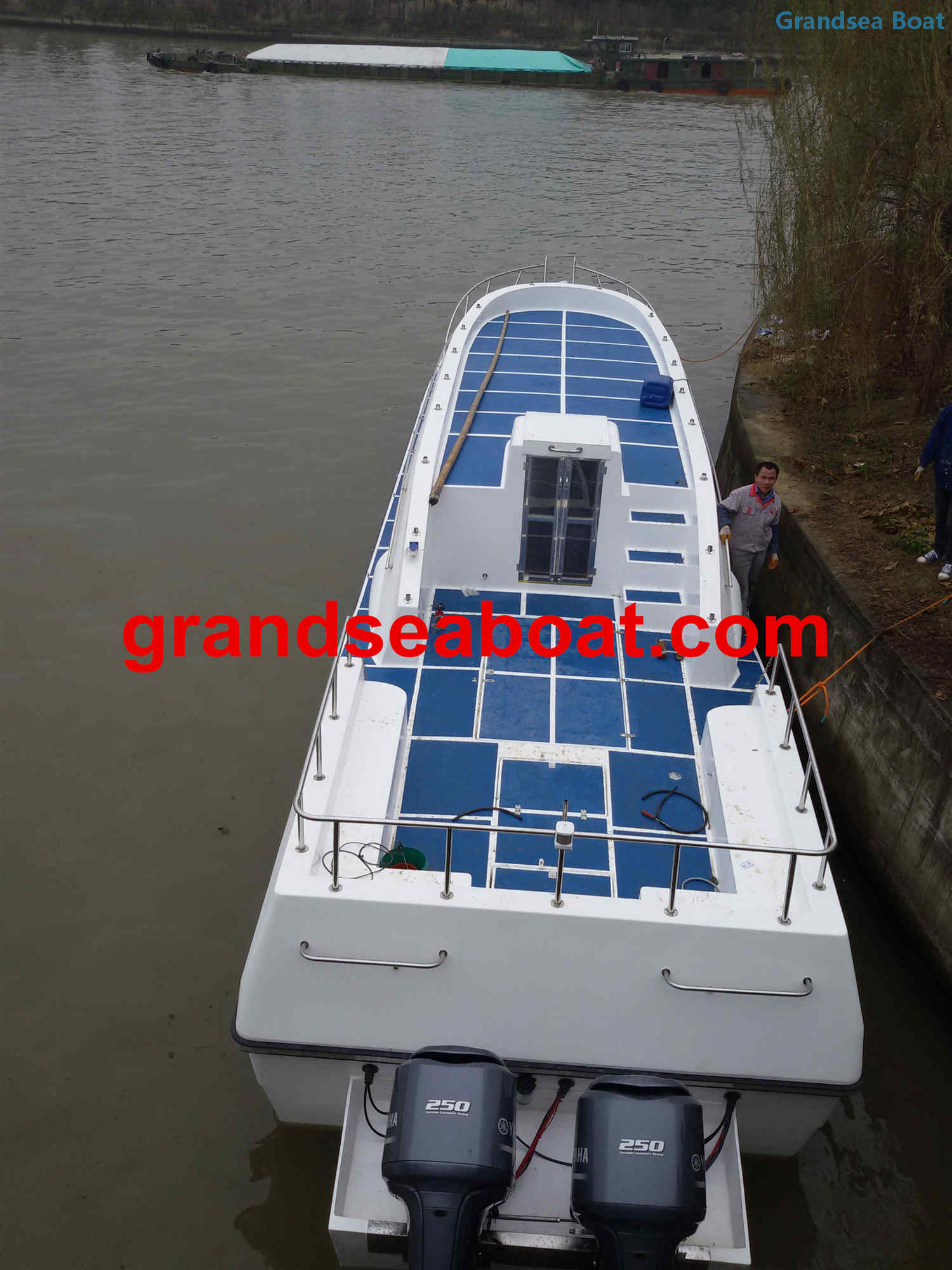50 Persons Fiberglass Fast Passenger Ferry Boats with Outboard Engines for Sale
